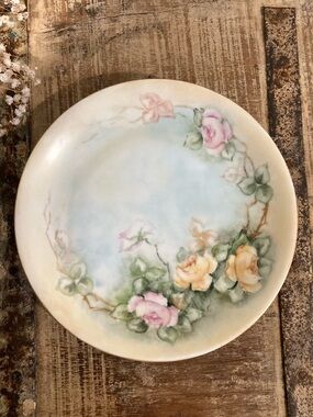 Royal Crescent Floral Ceramic Decorative Plate Pink Roses Vintage Cottagecore